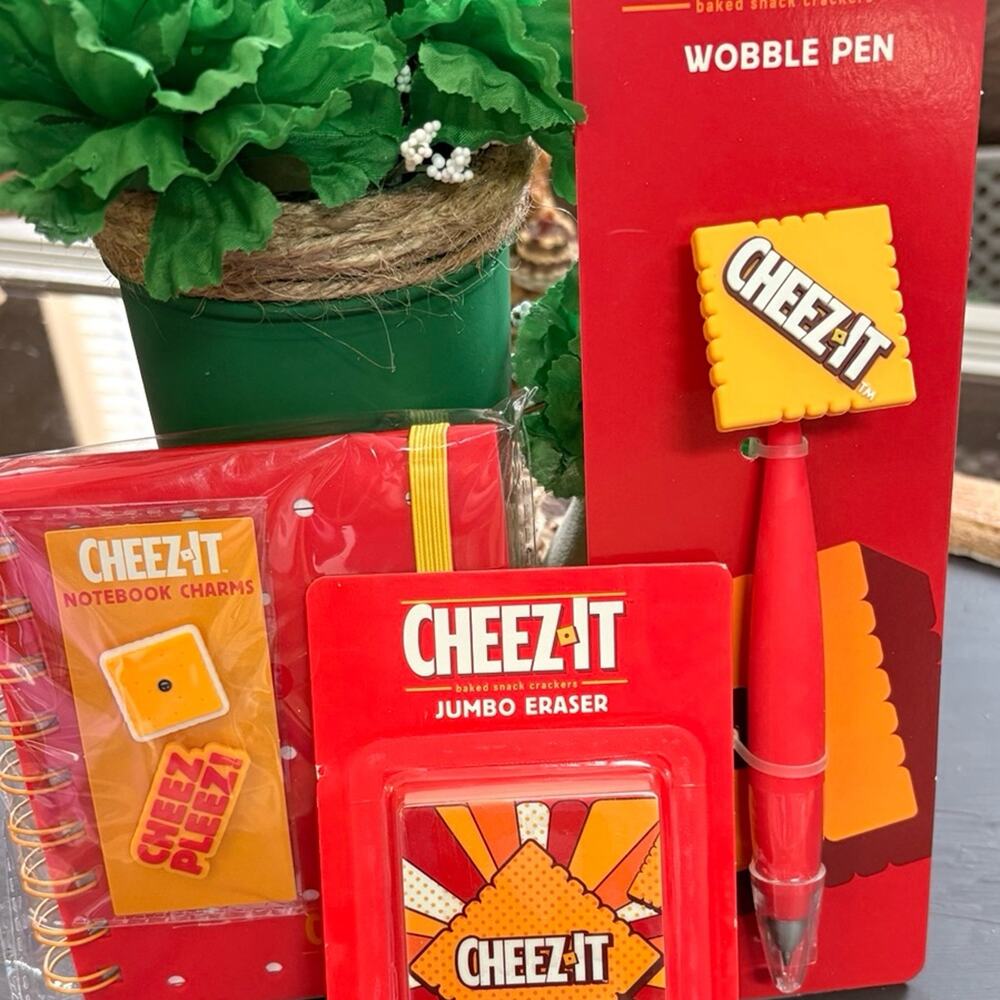 Cheez it Bundle - Jumbo Eraser, Notebook with Charms and Pen- Theme Gift/Office